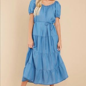 RED DRESS BOUTIQUE Firefly Nights Medium Chambray Midi Dress NWT